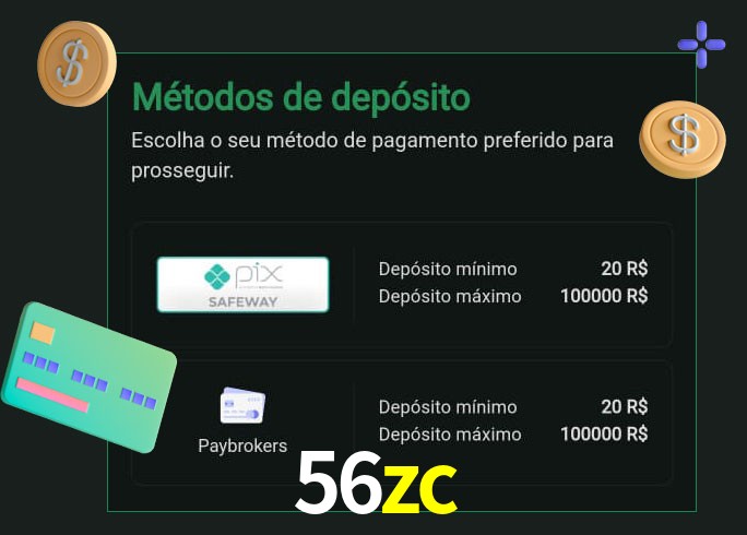 O cassino 56zc oferece uma grande variedade de métodos de pagamento